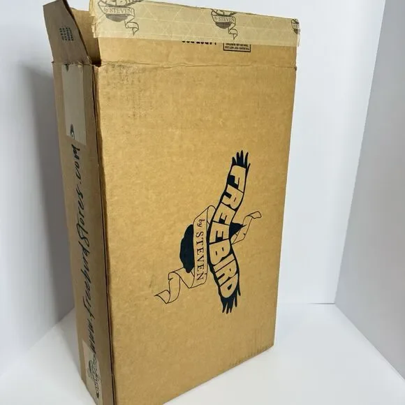 Freebird by Steven Bond Shoes Womens Sz 7 Brown Leather Buckle Heels NEW IN BOX